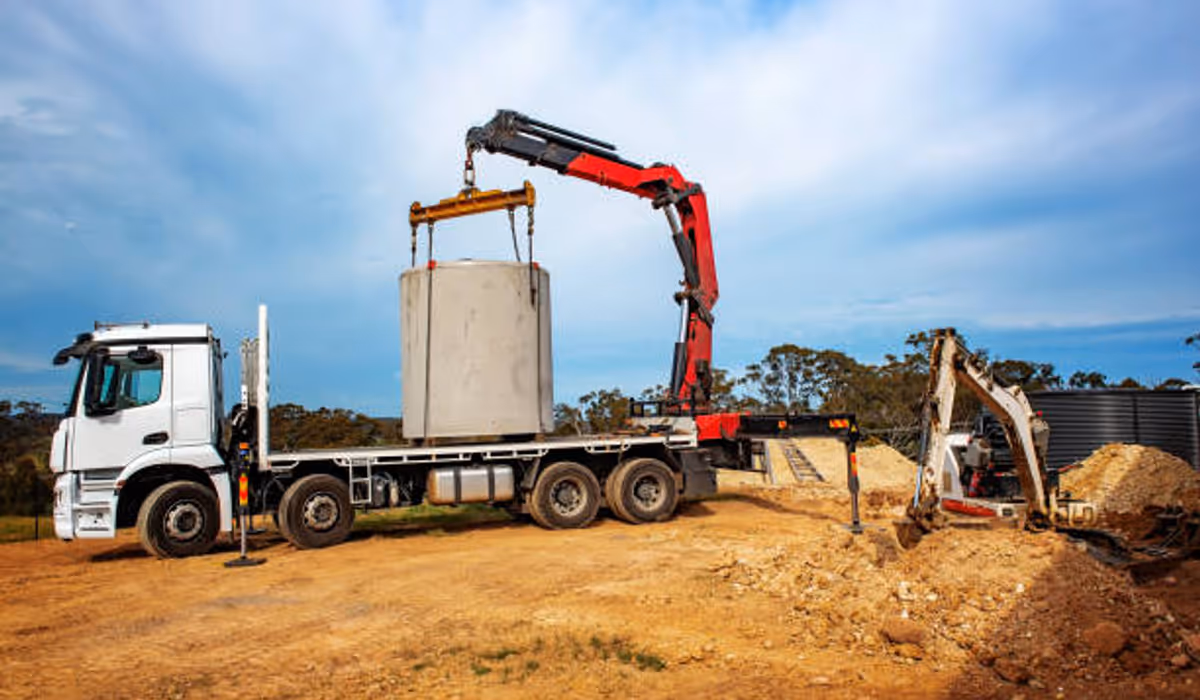 Truck loading a septic tank